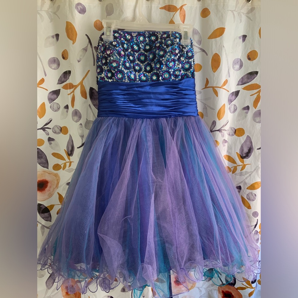 Aspeed Purple and Blue Sequin Tulle Dress Sz S
